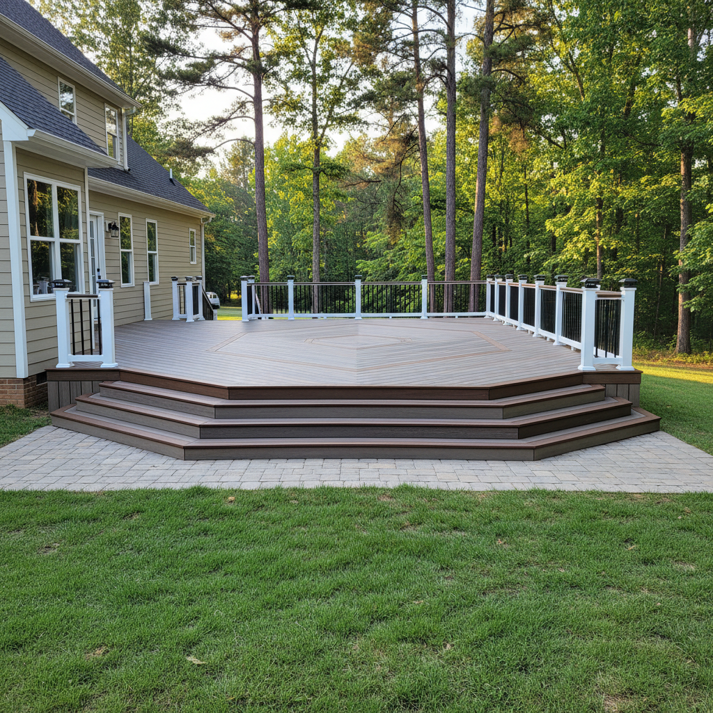 Completed trex decks work at a residential property in Clio, AL