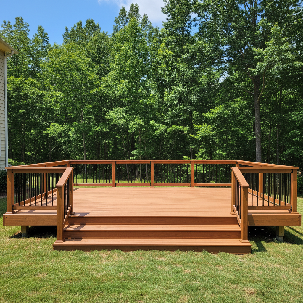 Completed trex decks work at a residential property in Clio, AL