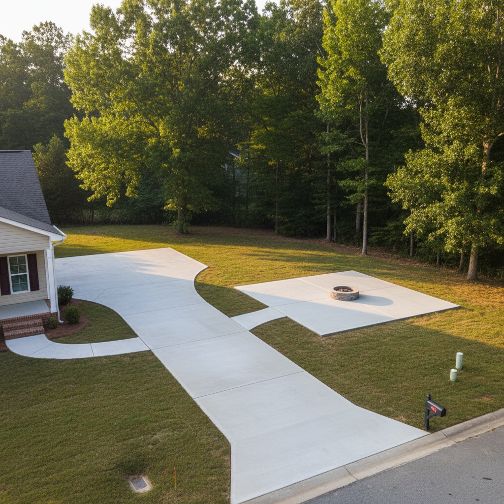 Completed concrete installation work at a residential property in Mobile, AL