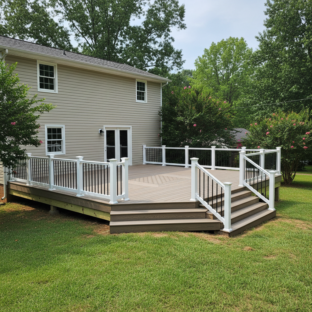 Completed trex decks work at a residential property in Clio, AL