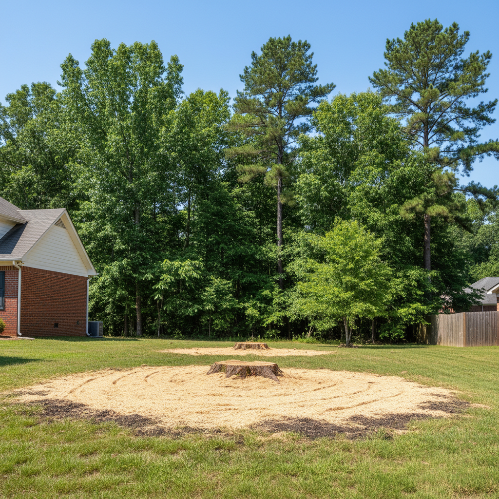 Completed stump grinding & removal work at a residential property in Huntsville, AL