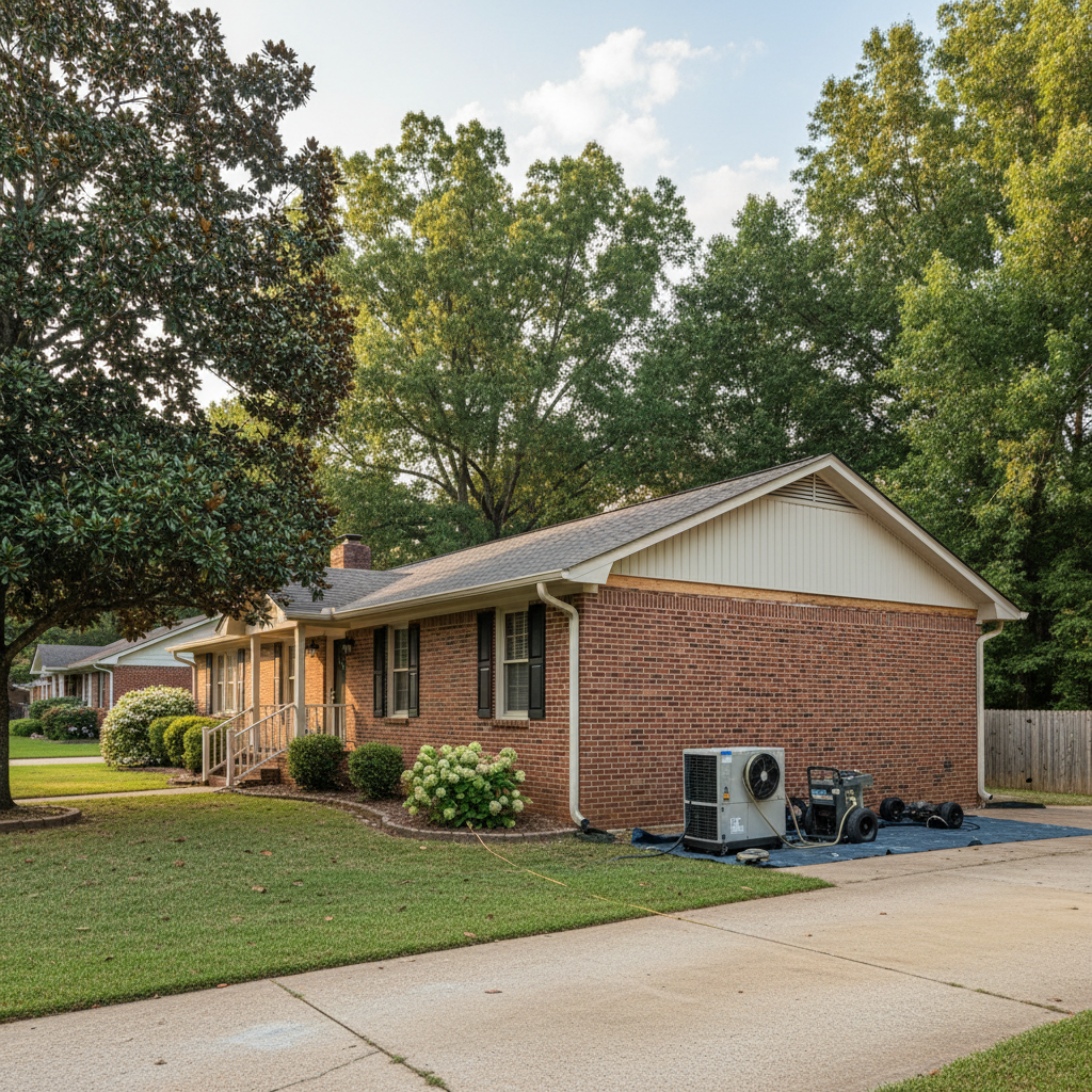 Completed water damage repair work at a residential property in Montgomery, AL