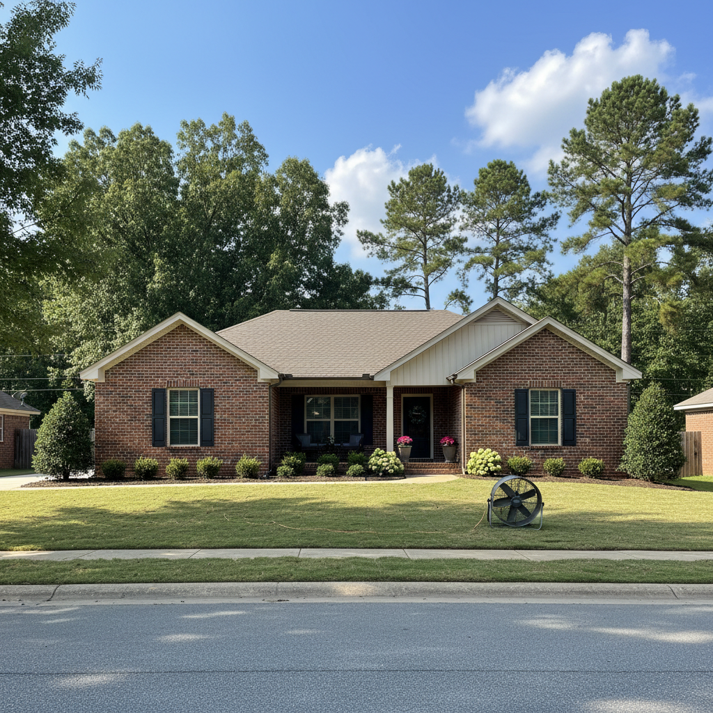 Completed water damage cleanup work at a residential property in Montgomery, AL