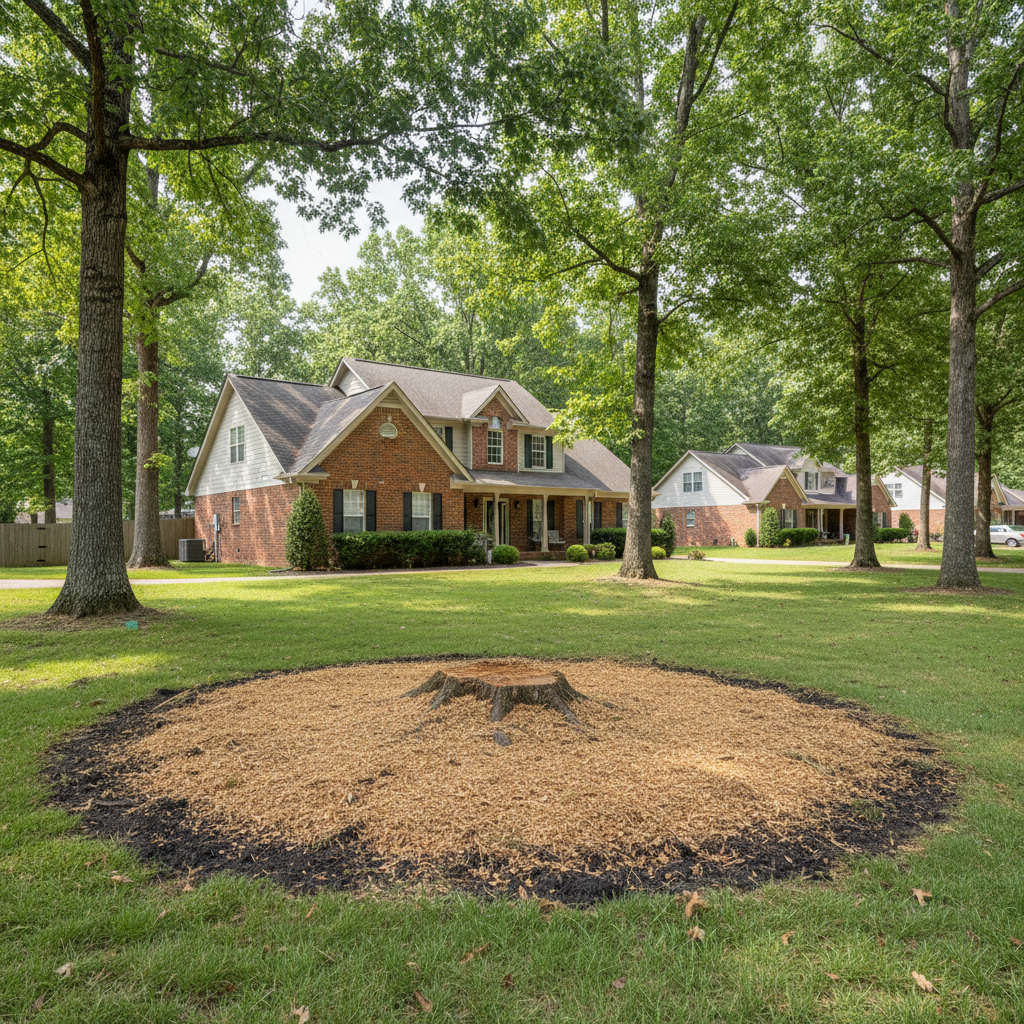Completed stump grinding & removal work at a residential property in Huntsville, AL