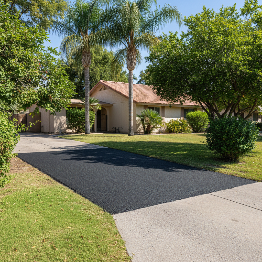 Completed asphalt repair work at a residential property in Tempe, AZ
