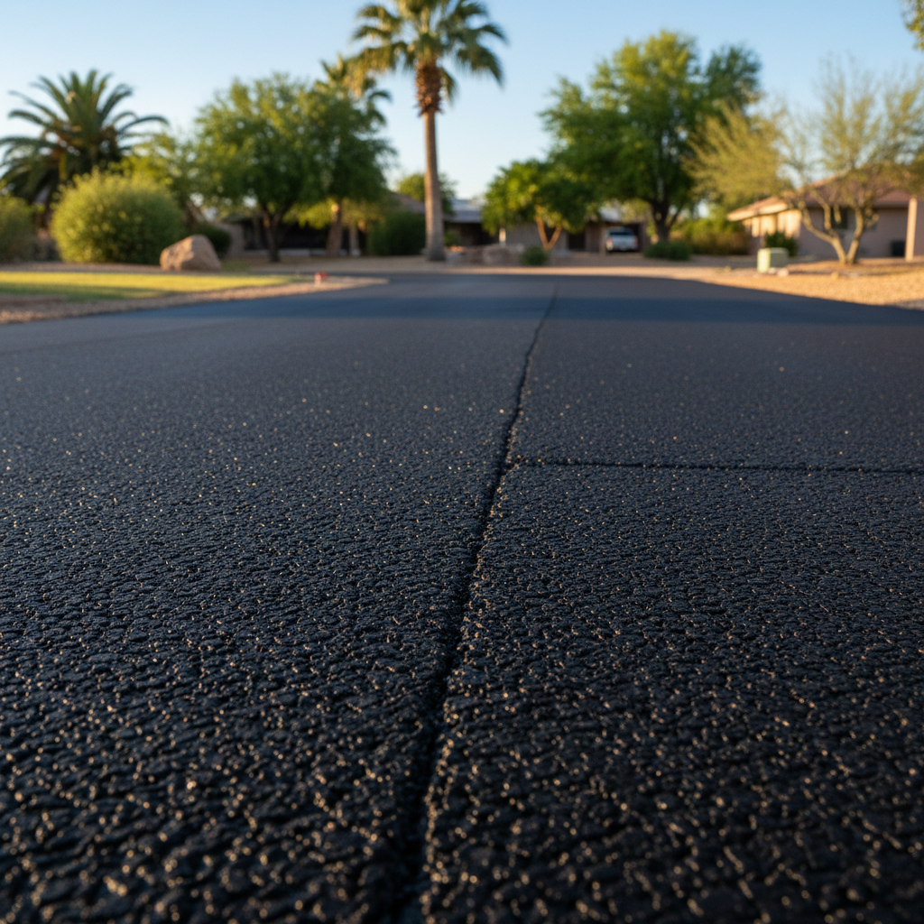Completed driveway paving work at a residential property in Tempe, AZ