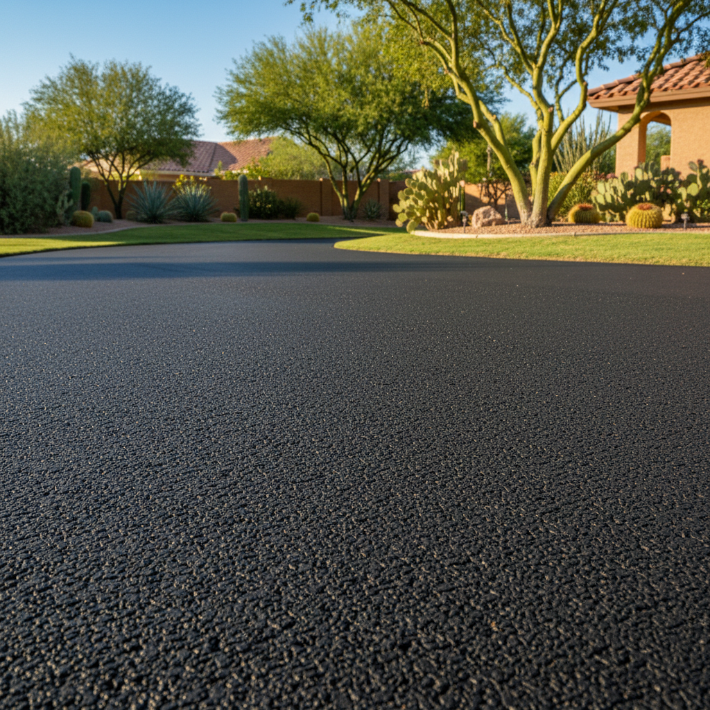 Completed driveway paving work at a residential property in Mesa, AZ