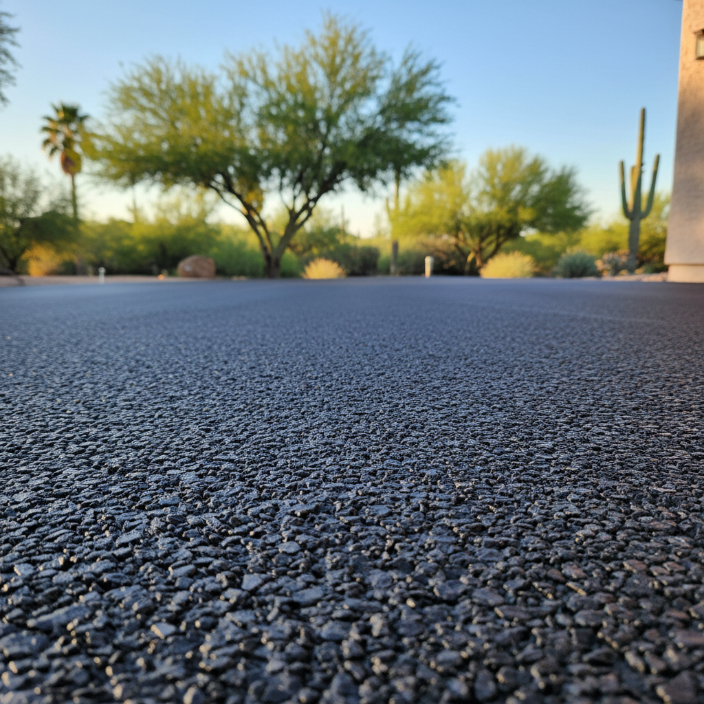 Completed driveway paving work at a residential property in Mesa, AZ