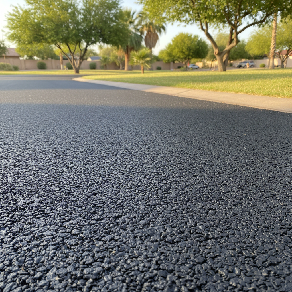 Completed driveway paving work at a residential property in Tempe, AZ