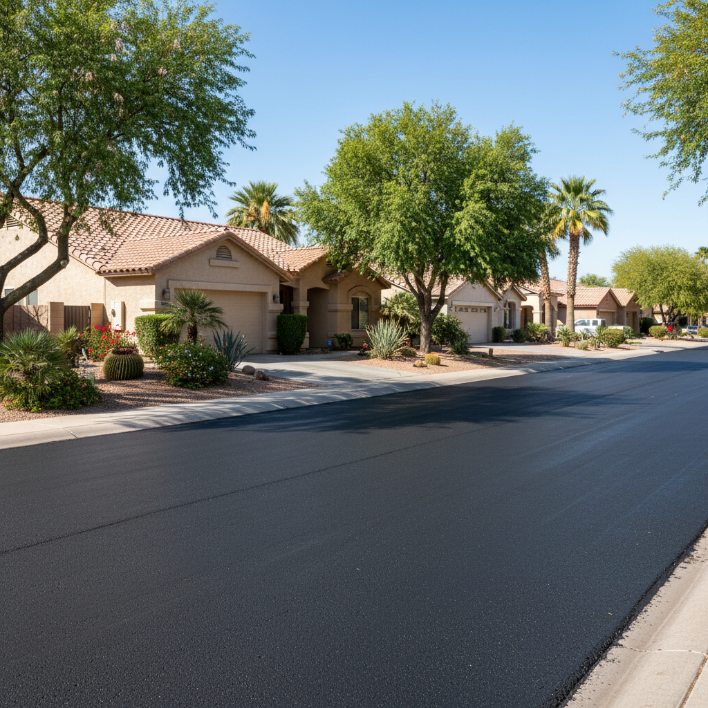 Completed slurry coating work at a residential property in Chandler, AZ