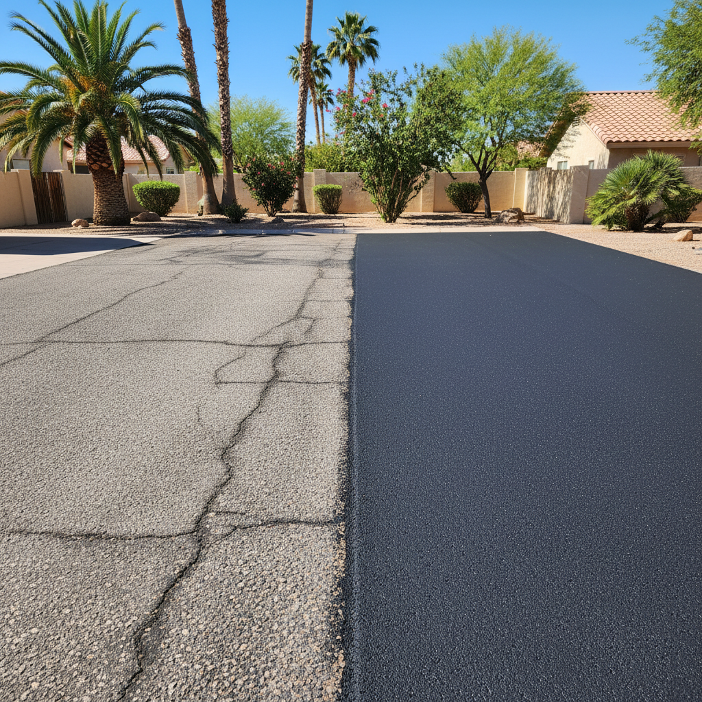 Completed parking lot paving work at a residential property in Chandler, AZ