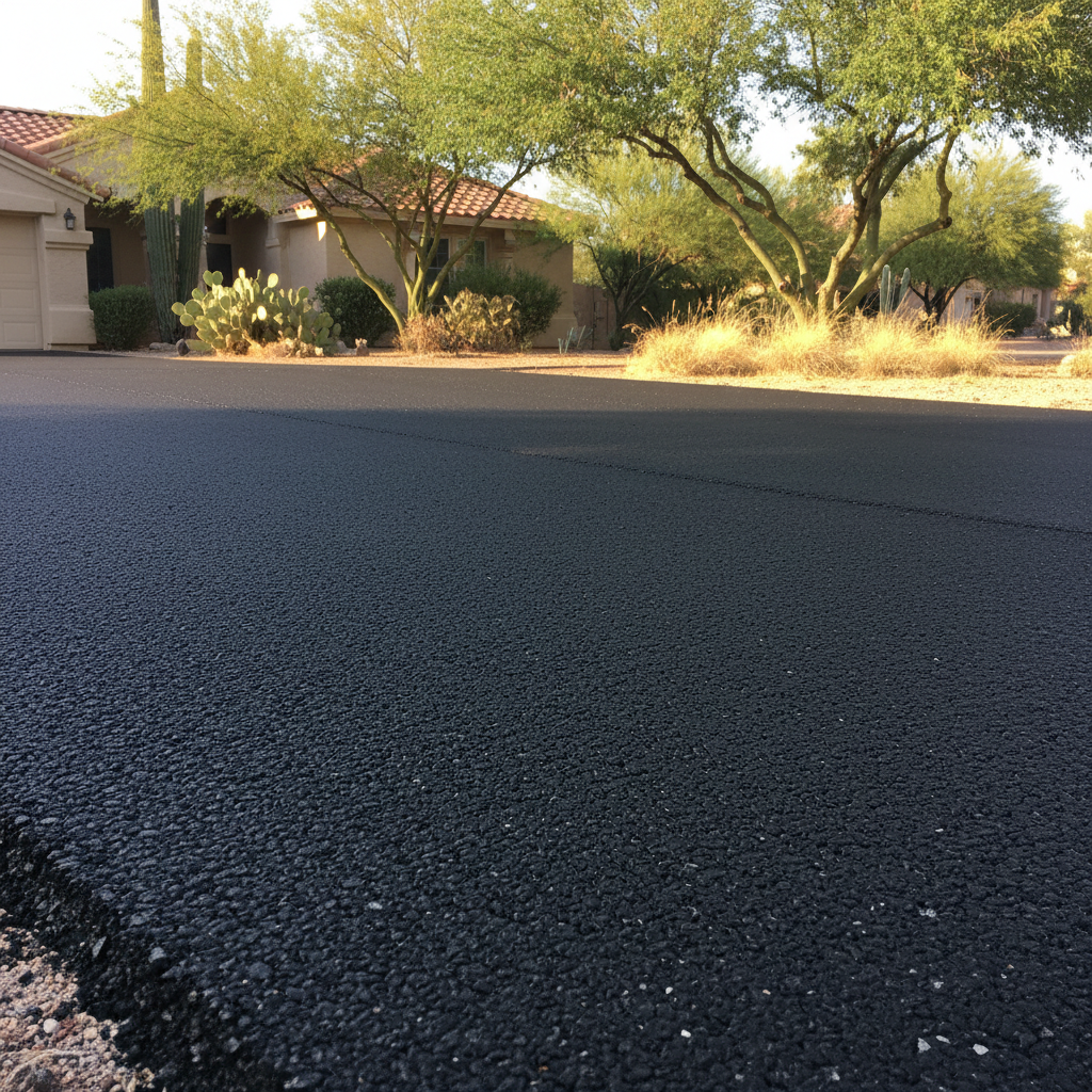Completed driveway paving work at a residential property in Mesa, AZ