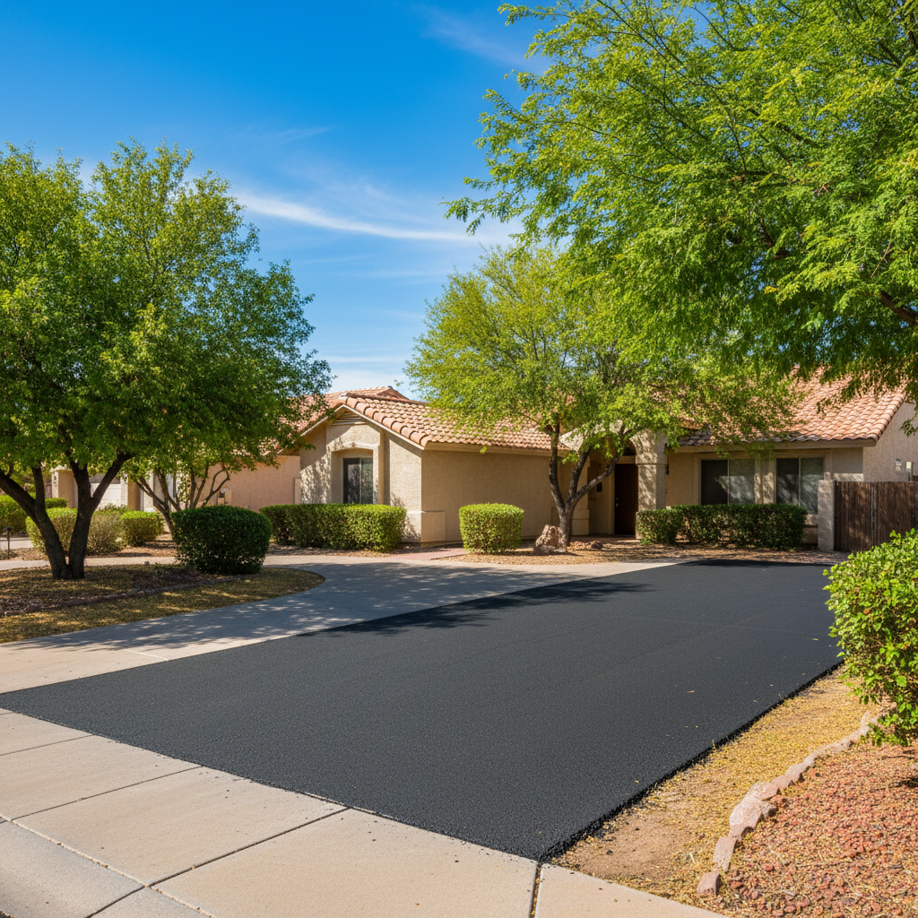 Completed asphalt repair work at a residential property in Tempe, AZ