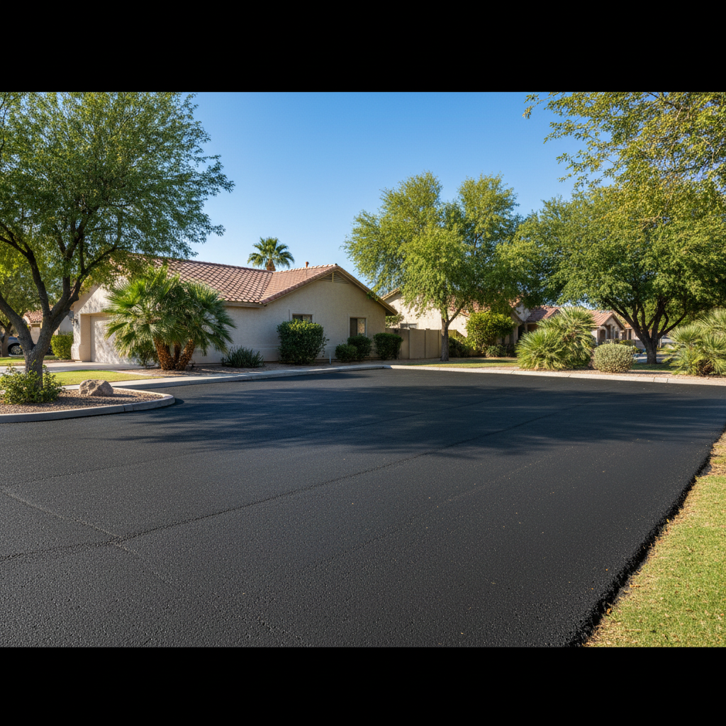 Completed parking lot paving work at a residential property in Chandler, AZ