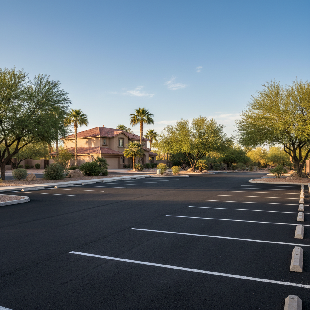 Completed parking lot paving work at a residential property in Chandler, AZ