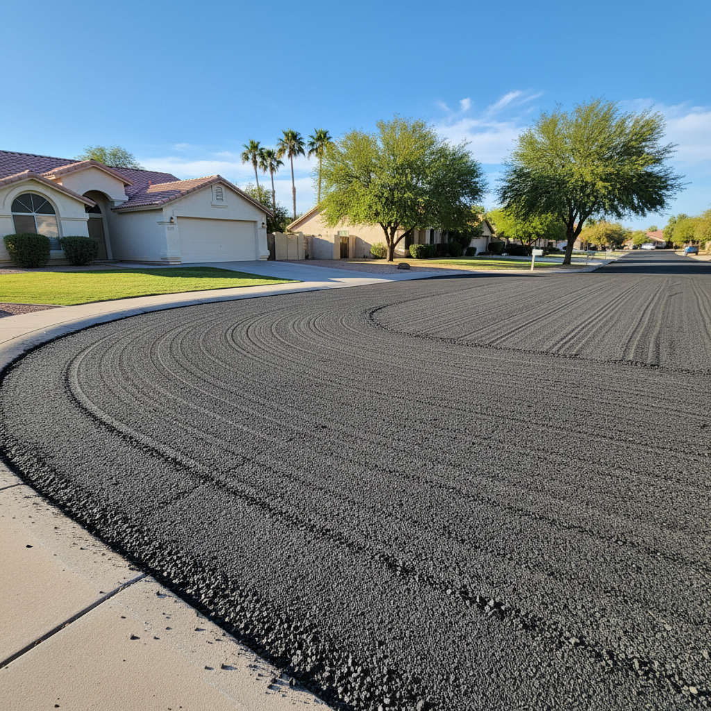 Completed asphalt milling work at a residential property in El Mirage, AZ
