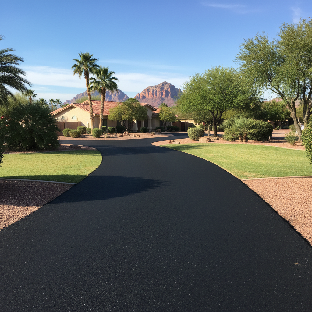 Completed asphalt paving work at a residential property in Mesa, AZ