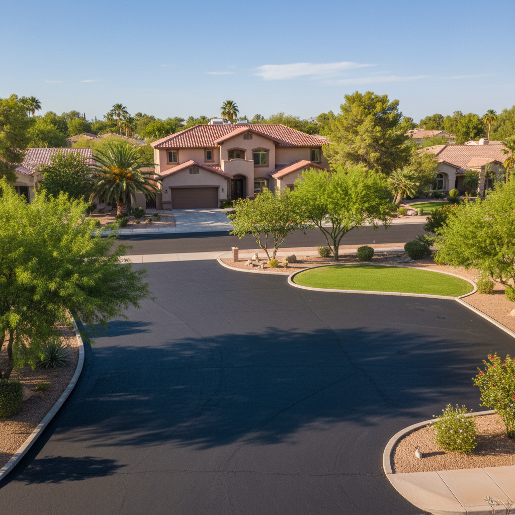 Completed commercial asphalt work at a residential property in Mesa, AZ