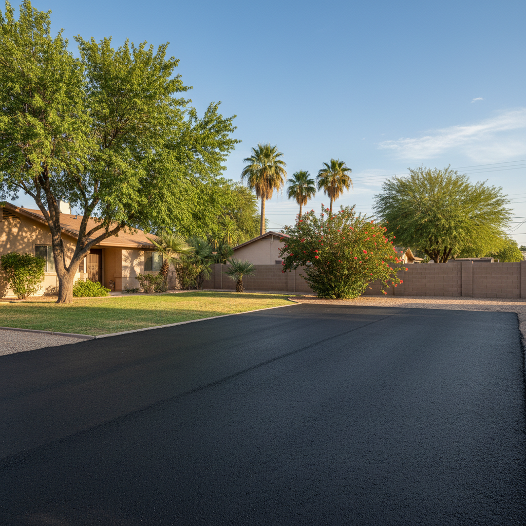 Completed commercial asphalt work at a residential property in Mesa, AZ