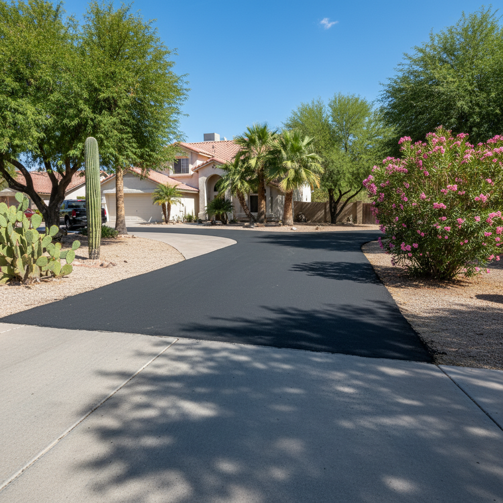 Completed asphalt patching work at a residential property in Phoenix, AZ
