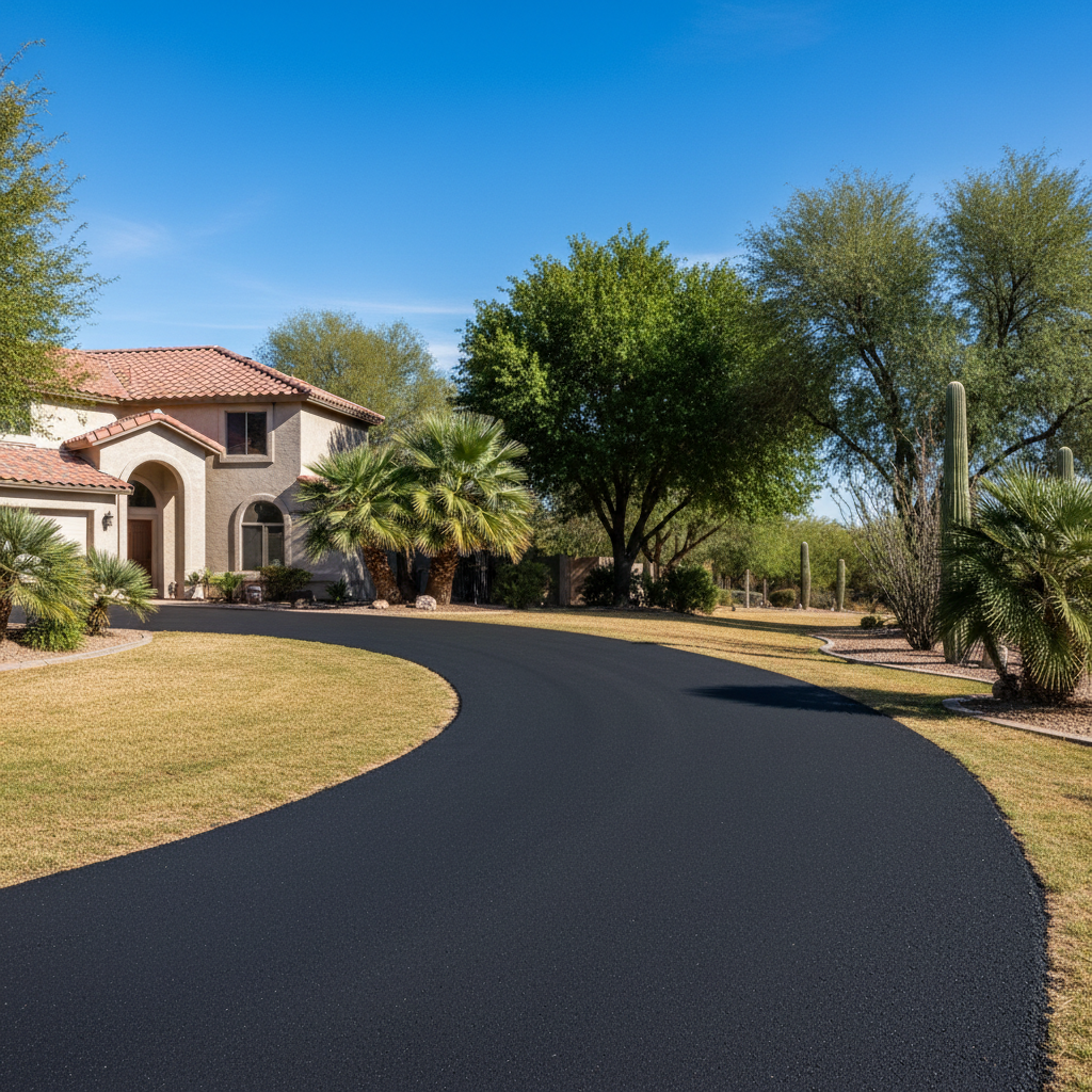 Completed asphalt paving work at a residential property in Mesa, AZ