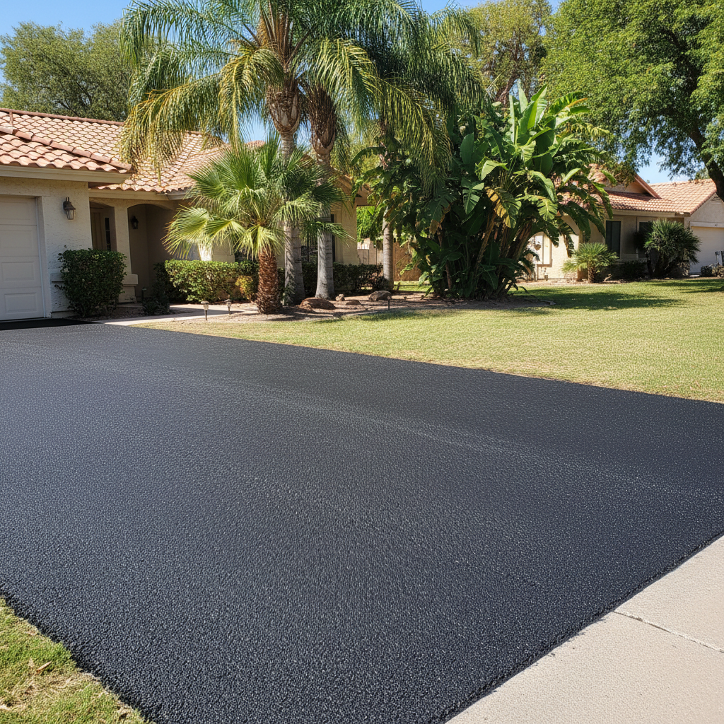 Completed asphalt paving work at a residential property in Phoenix, AZ