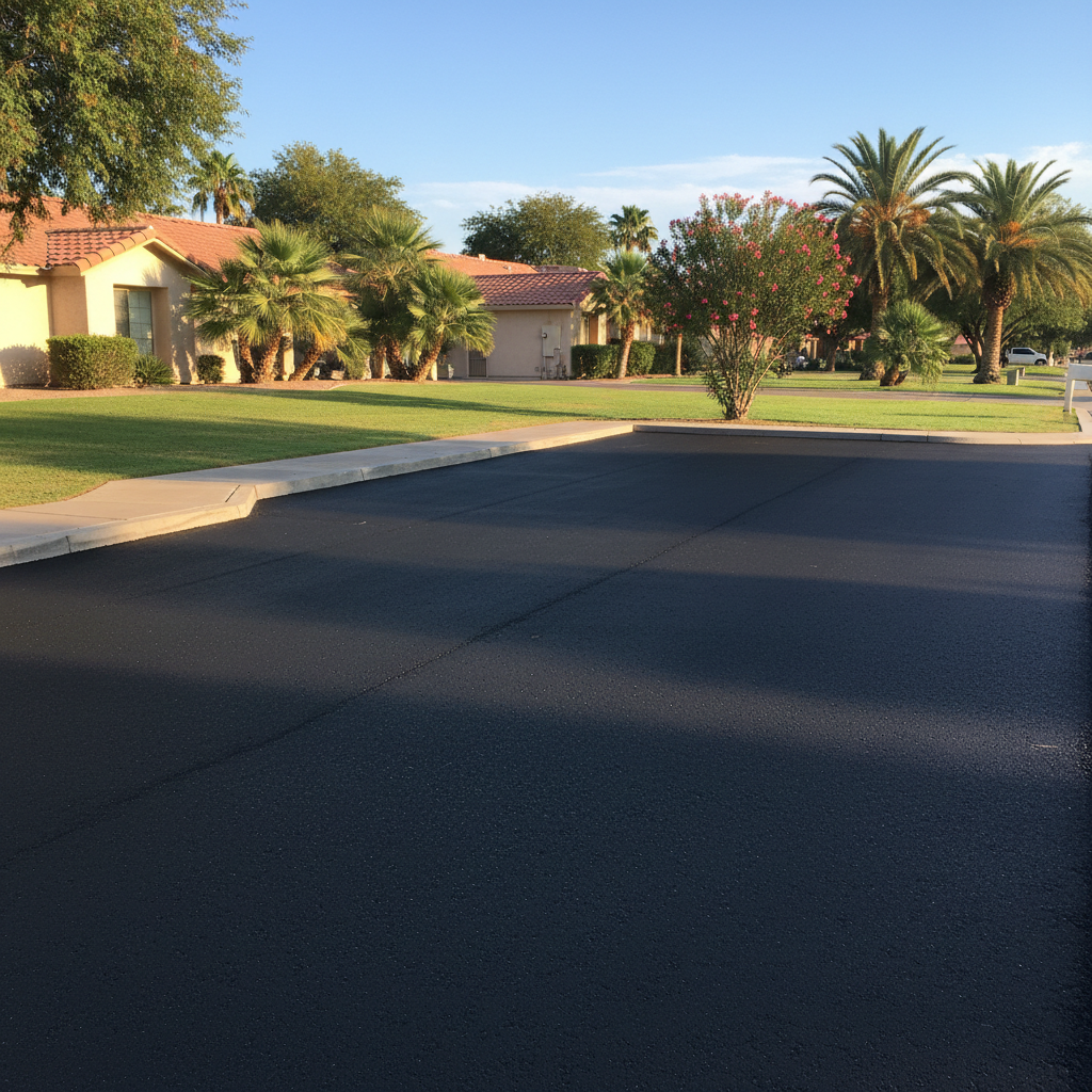 Completed commercial asphalt work at a residential property in Mesa, AZ