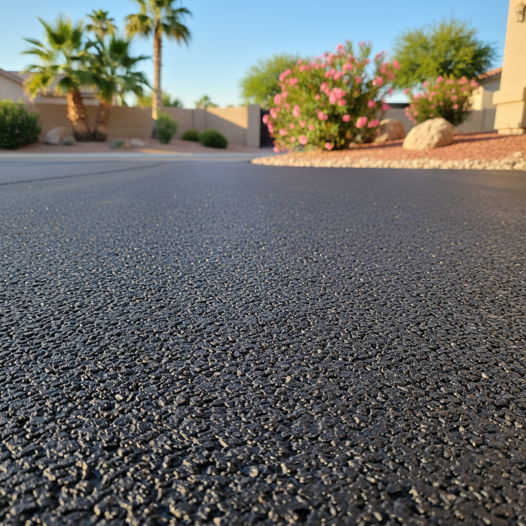 Completed asphalt paving work at a residential property in Phoenix, AZ