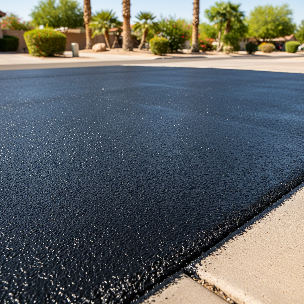 Completed asphalt sealcoating work at a residential property in Peoria, AZ