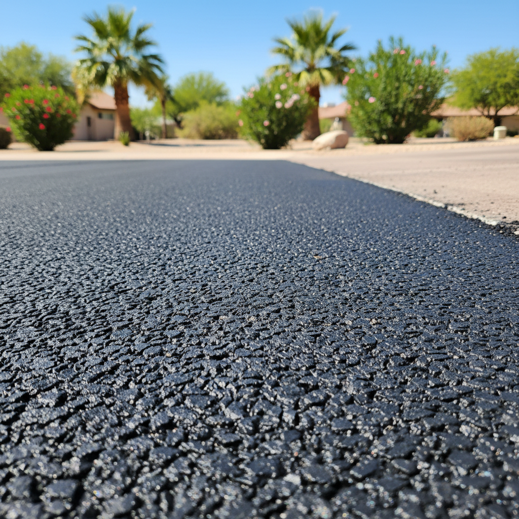 Completed asphalt repair work at a residential property in Phoenix, AZ