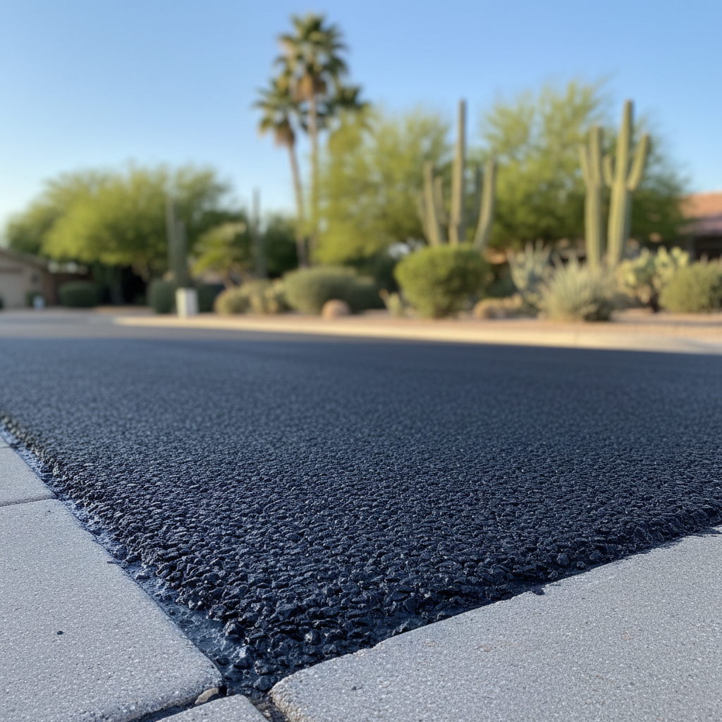 Completed asphalt repair work at a residential property in Phoenix, AZ