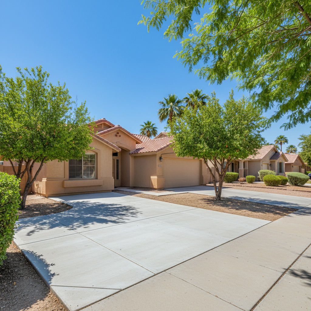 Completed concrete installation work at a residential property in Avondale, AZ