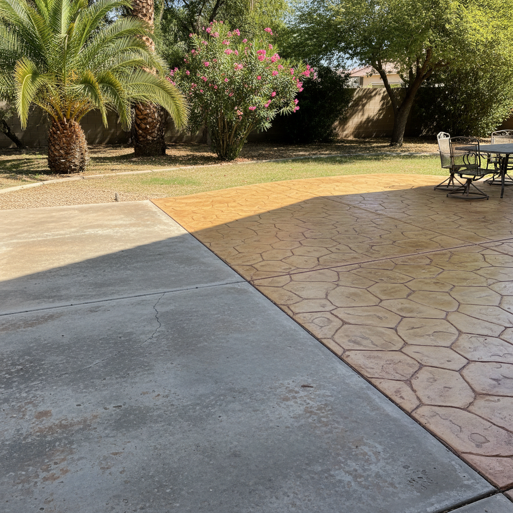 Completed decorative concrete work at a residential property in Avondale, AZ