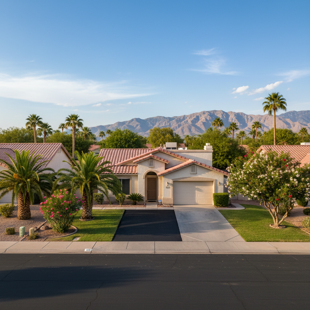 Completed asphalt repair work at a residential property in Phoenix, AZ