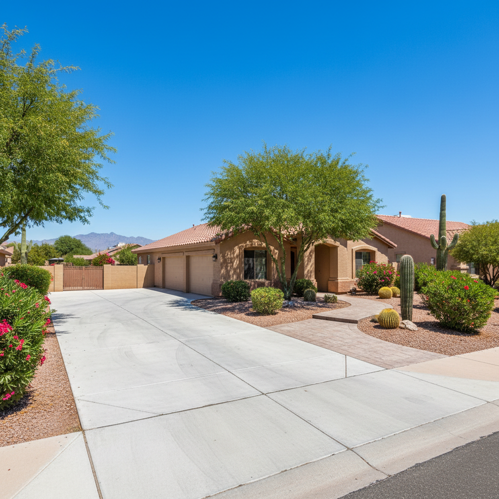 Completed concrete installation work at a residential property in Avondale, AZ