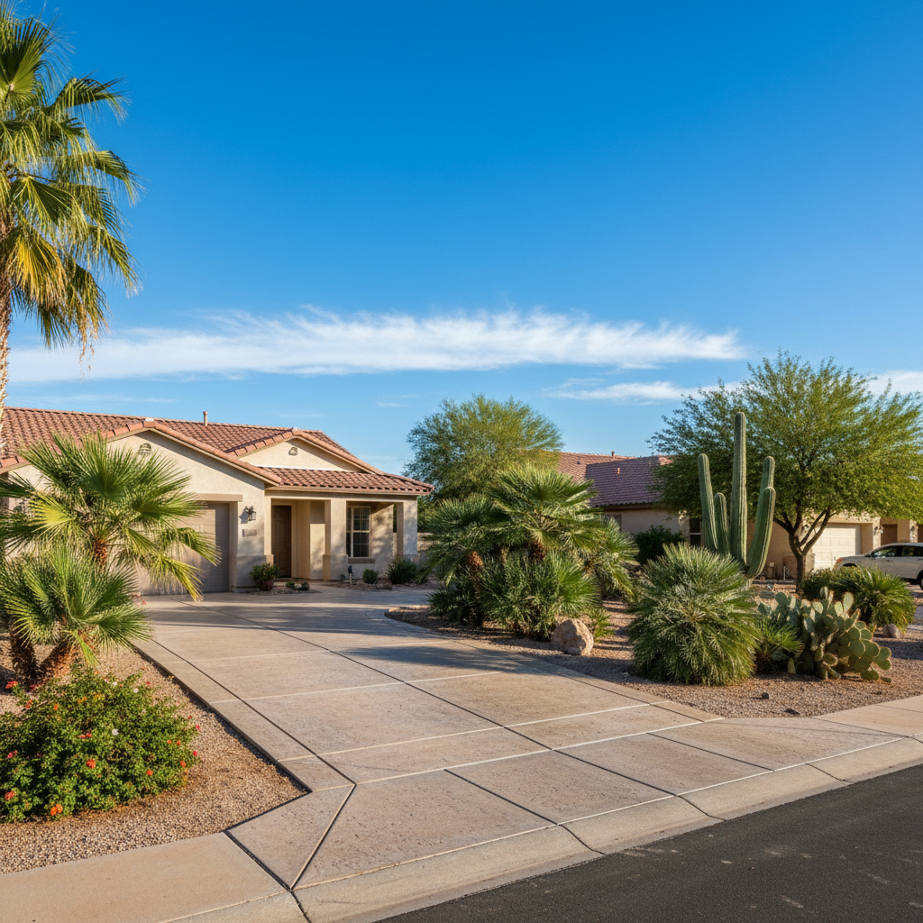 Completed concrete installation work at a residential property in Glendale, AZ