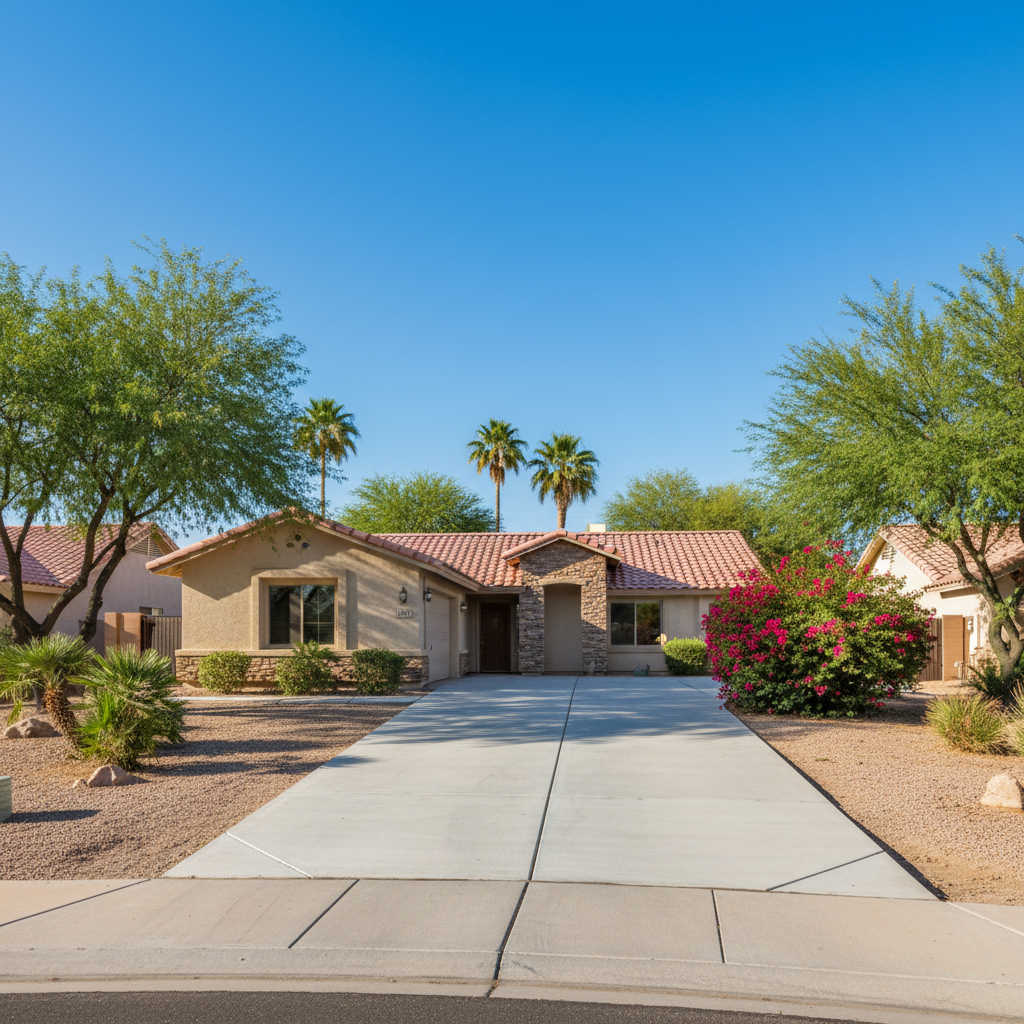 Completed concrete installation work at a residential property in Glendale, AZ