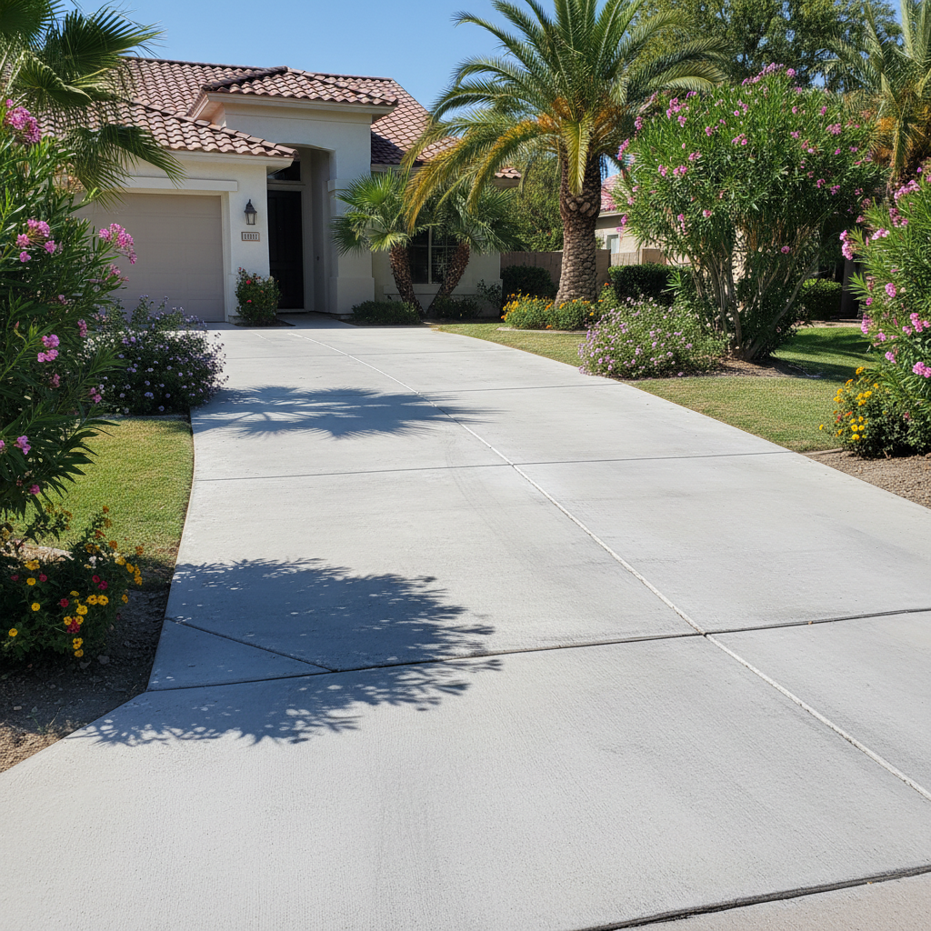 Completed concrete installation work at a residential property in Glendale, AZ