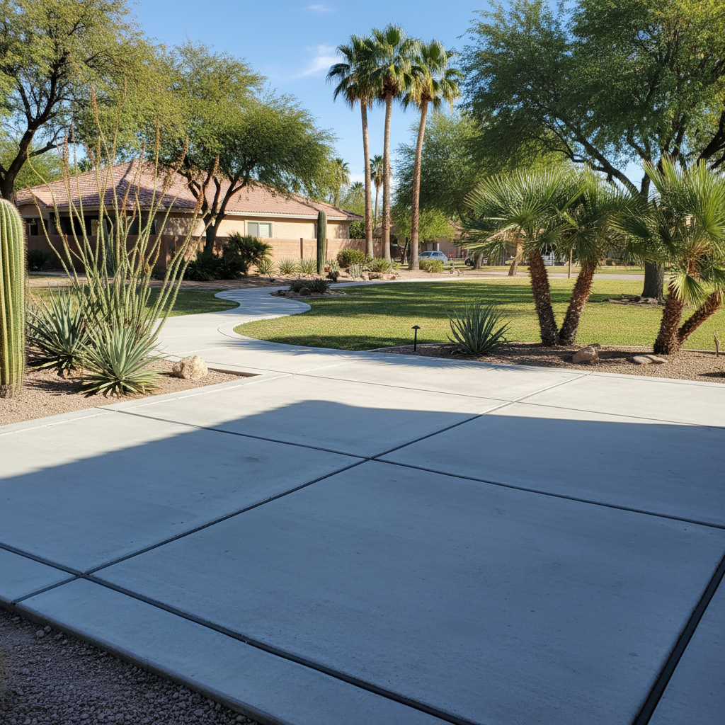 Completed concrete installation work at a residential property in Glendale, AZ