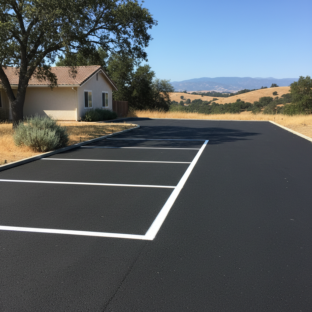 Completed asphalt striping work at a residential property in Chico, CA