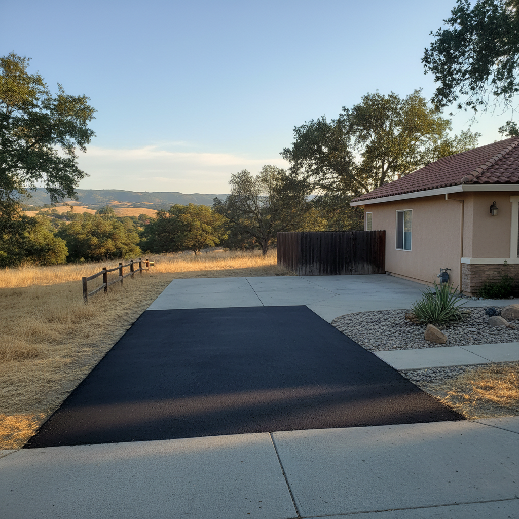 Completed asphalt patching work at a residential property in Chico, CA