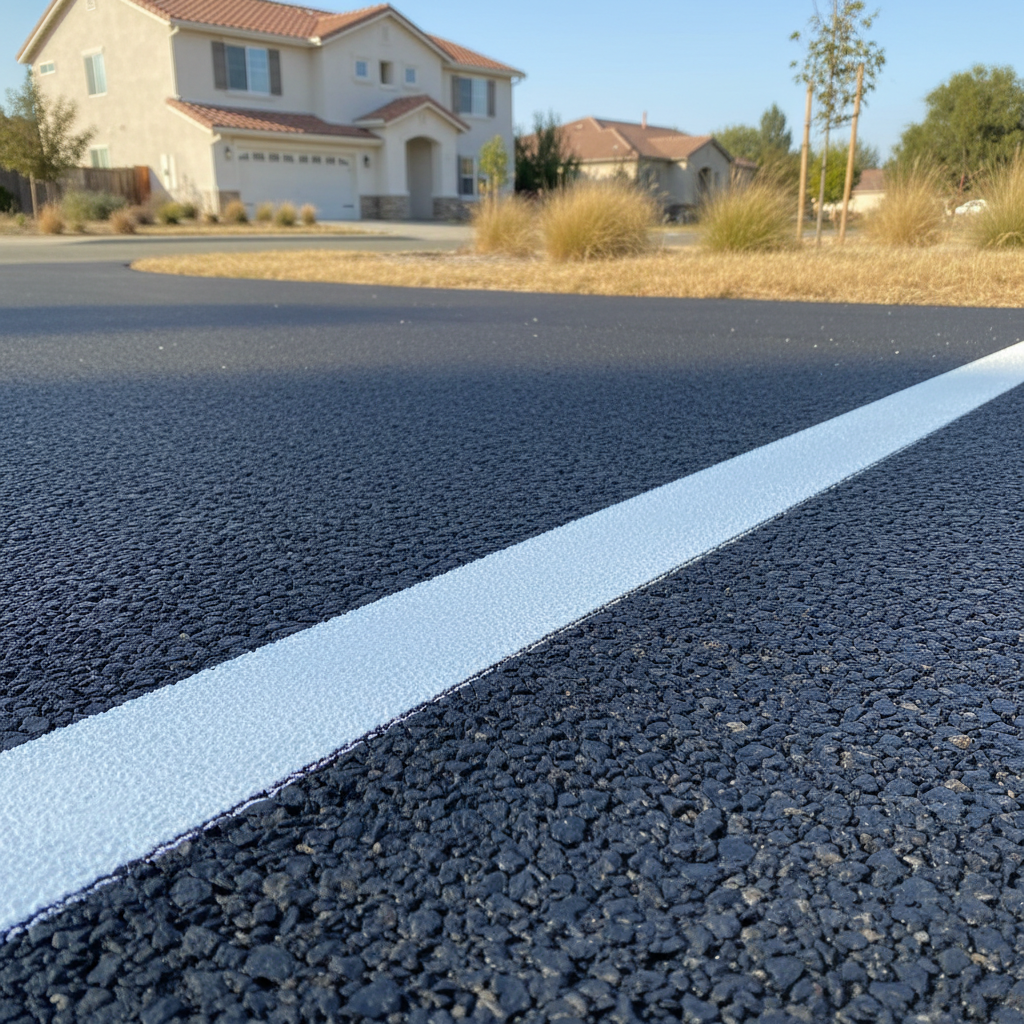 Completed asphalt striping work at a residential property in Chico, CA