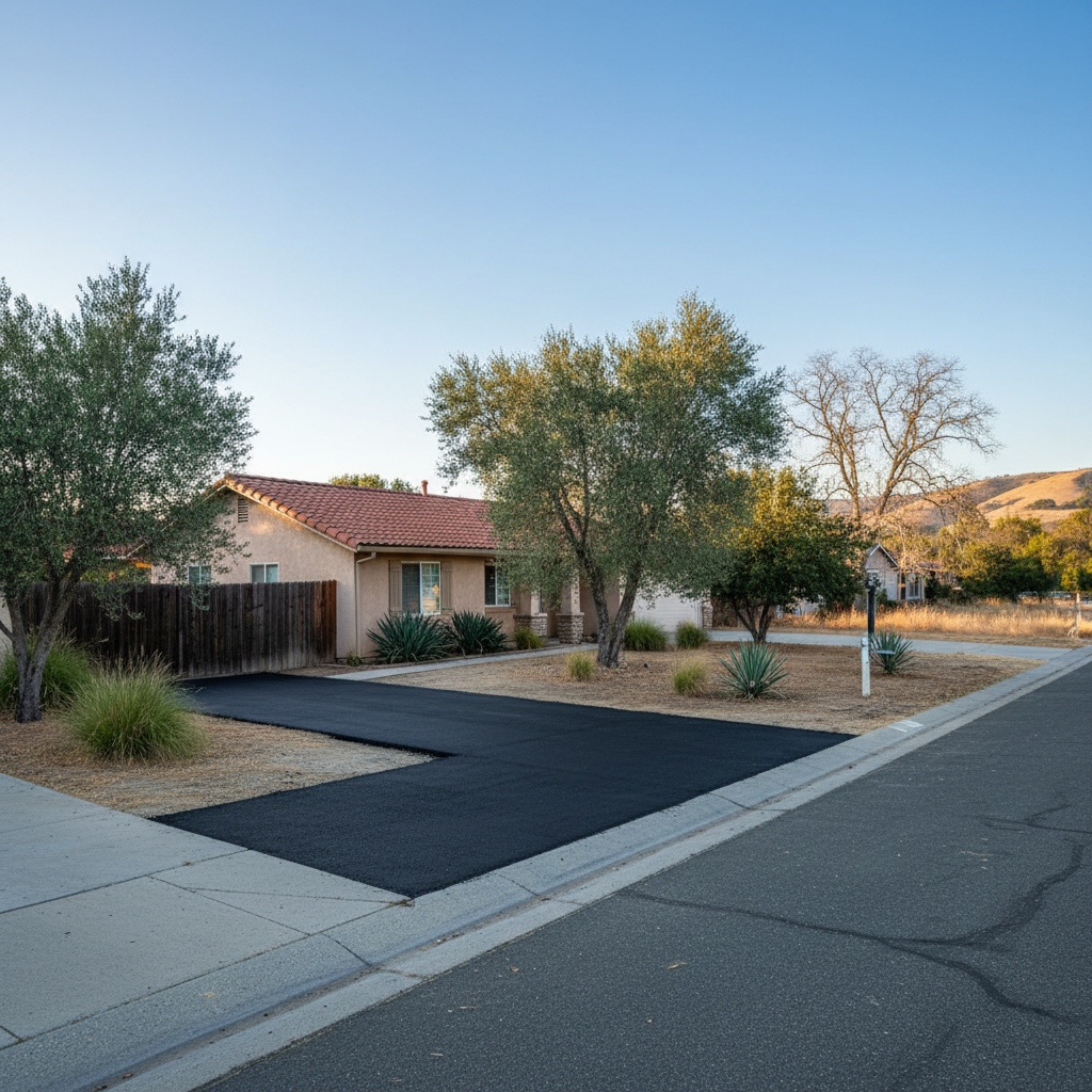 Completed asphalt patching work at a residential property in Chico, CA