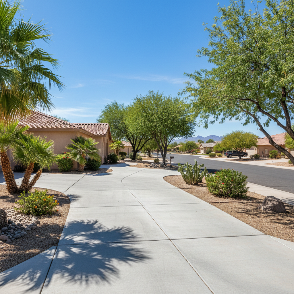 Completed concrete installation work at a residential property in Coolidge, AZ