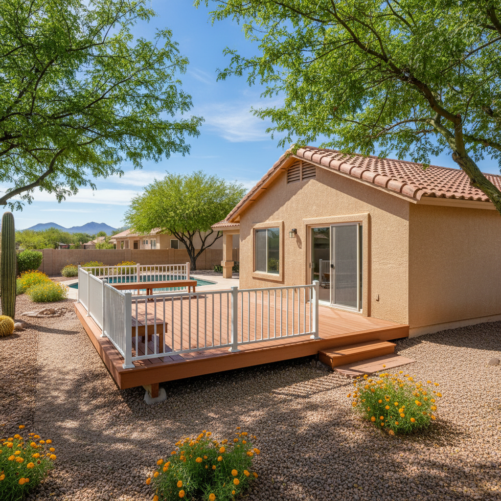 Completed deck construction work at a residential property in Chandler, AZ