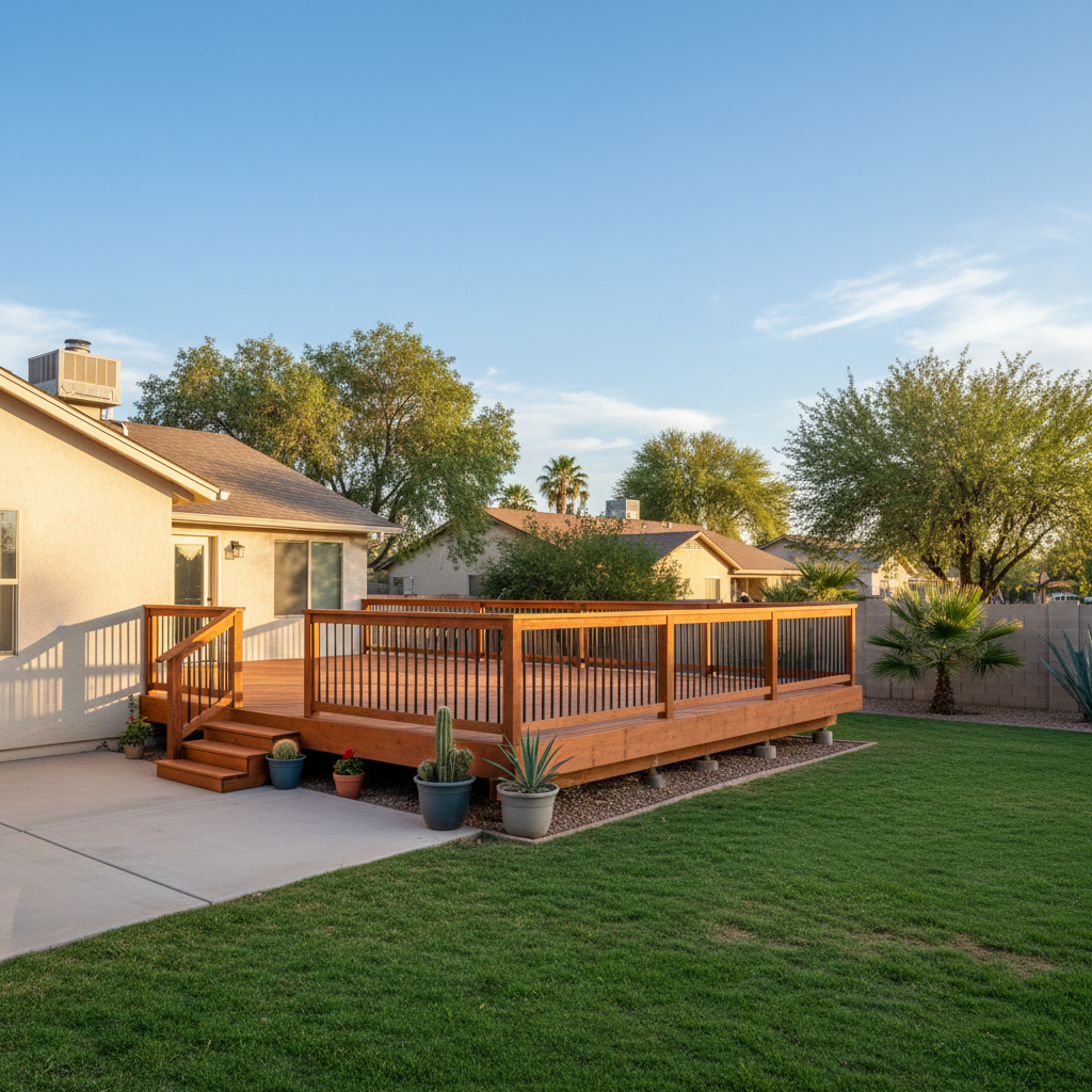 Completed wooden decks work at a residential property in Coolidge, AZ