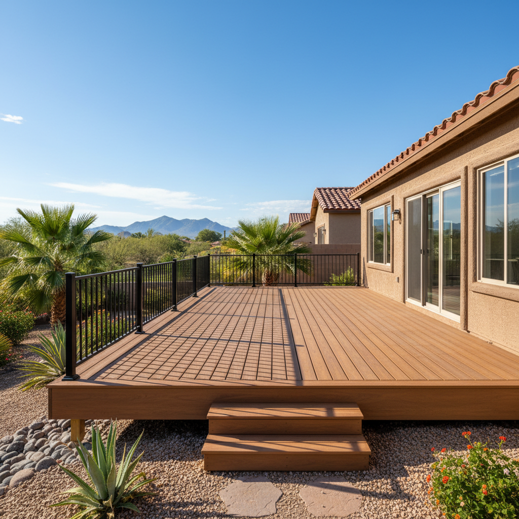 Completed composite decks work at a residential property in Phoenix, AZ