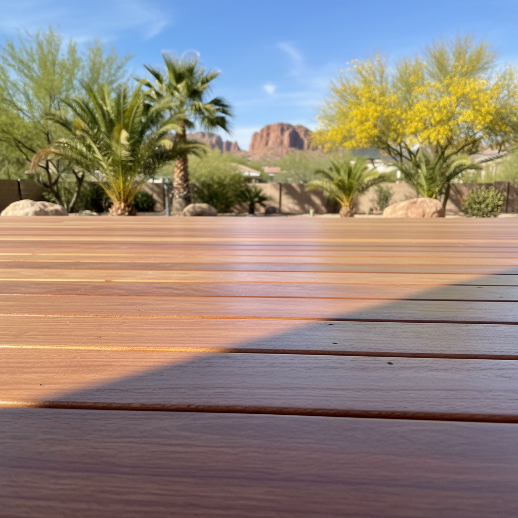 Completed wooden decks work at a residential property in Queen Creek, AZ