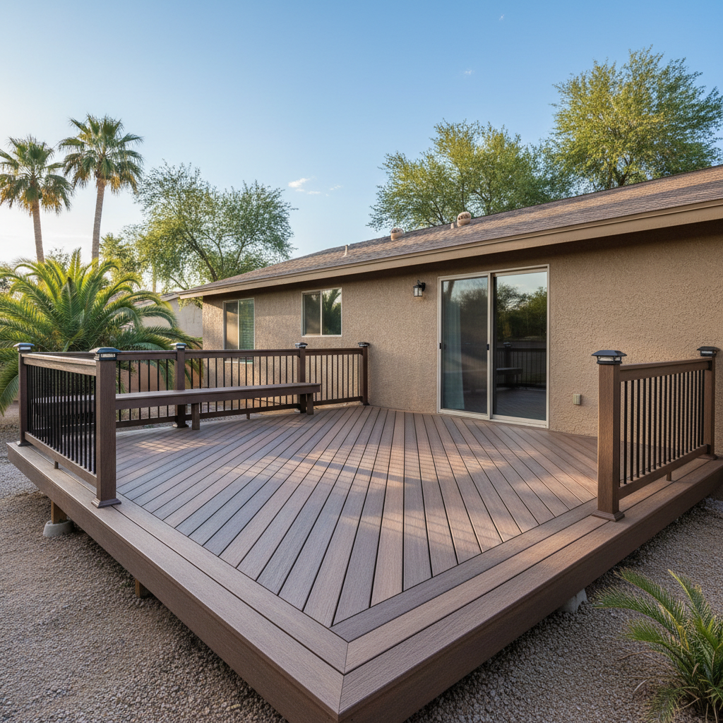 Completed trex decks work at a residential property in Glendale, AZ