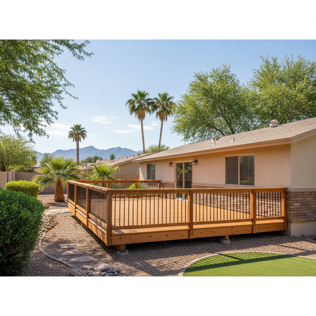Completed deck railing installation work at a residential property in Laveen, AZ
